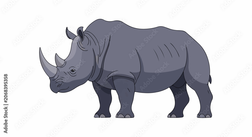 Fototapeta premium A large gray rhinoceros stands on all fours