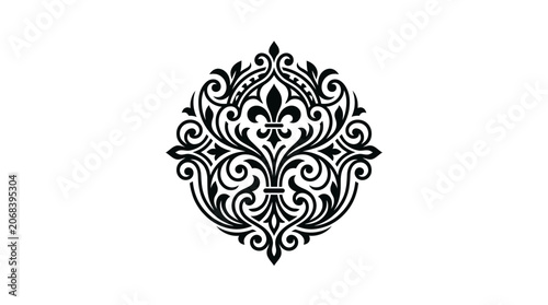 Intricate black ornamental design element.