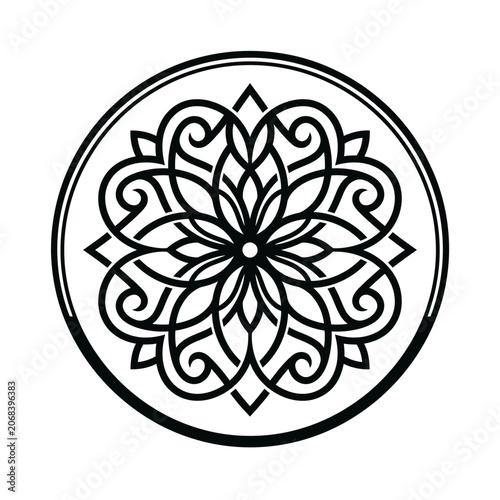 Intricate Black Mandala Design Element.