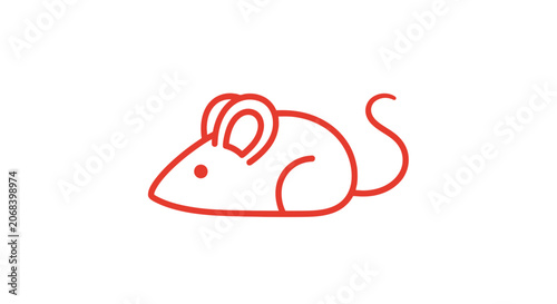 Bild auf Leinwand Simple red mouse illustration on white background.