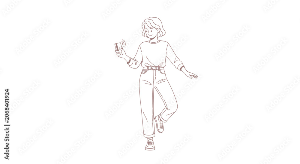 Fototapeta premium Woman Dancing with Phone in Hand Freely.