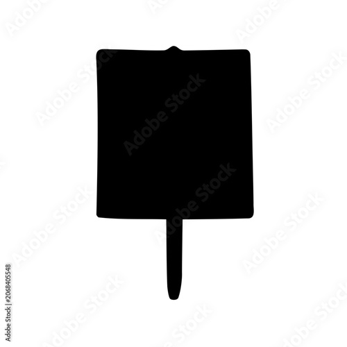 Black protest sign with stick - Minimalist black sign attached to a stick, ready for demonstration or protest use in public spaces