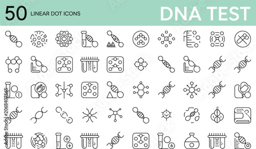 DNA Test and Genetic Science Linear Dot Icons vector illustration