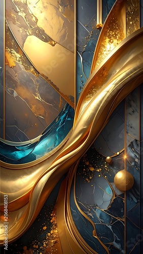 Golden Abstract Art Design Elements.