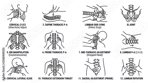 Canvastavla Manual therapy adjustment techniques for spine and joints illustrations