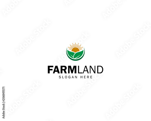 A dual meaning logo combining elements of agriculture and the sun, symbolizing sustainable agriculture, growth, natural energy and healthy food production.