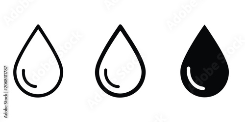 Water drop shape. Blue water drops set. Water or oil drop vector illustration