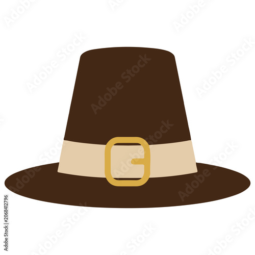 Картината върху платно Traditional brown pilgrim hat with gold buckle people costume early settler old