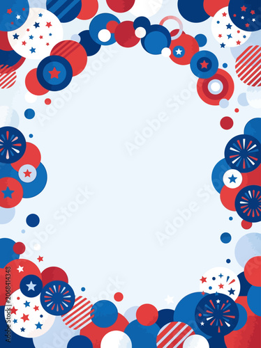 Patriotic Celebration Frame with Red White and Blue Colors.