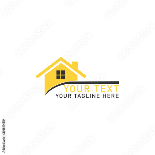 Customizable house logo, yellow home icon, real estate symbol, vector template