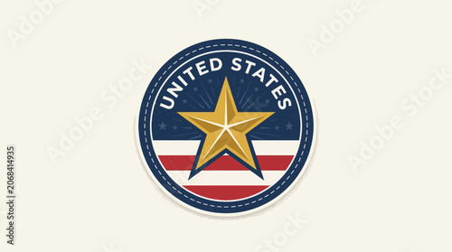 United States Badge Emblem with Star and Flag Design.