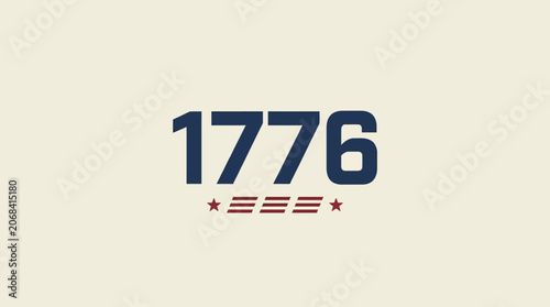 Vintage Year 1776 Emblem with Stars and Stripes.