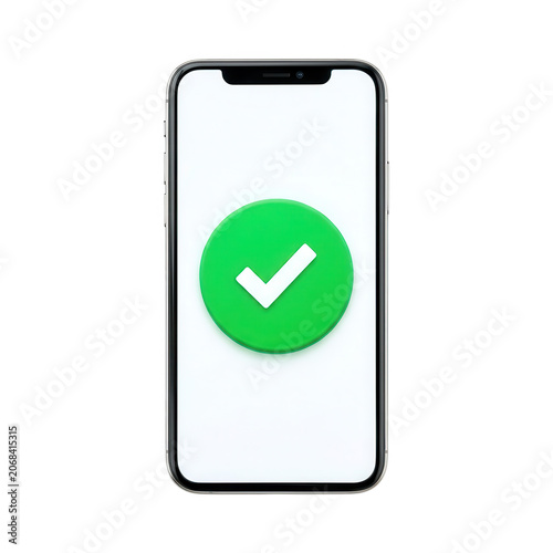 Smartphone Screen with Green Checkmark Icon Transparent Background