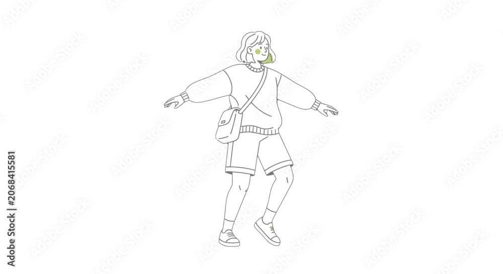 Fototapeta premium Simple Line Drawing of a Male Hiker.