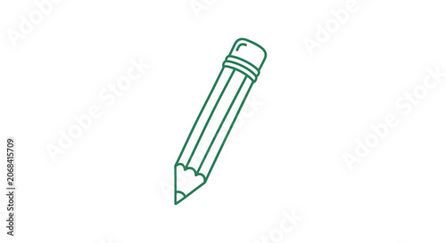 Green Pencil Illustration with Sharp Tip.