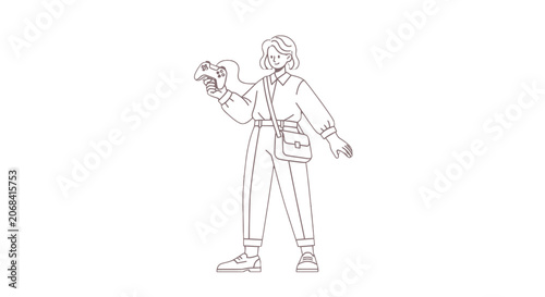 Man holding camera and remote control.