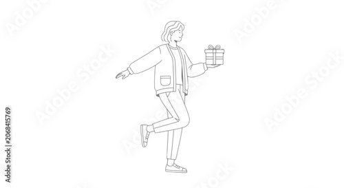 Man Running with Shopping Basket Illustration.