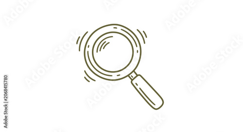 Simple Line Drawing of Magnifying Glass.