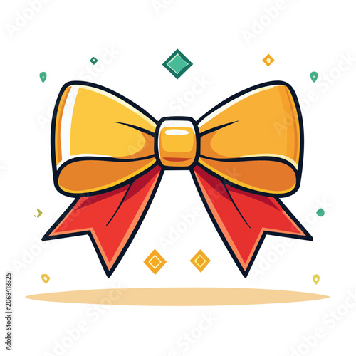 Yellow and red ribbon bow illustration