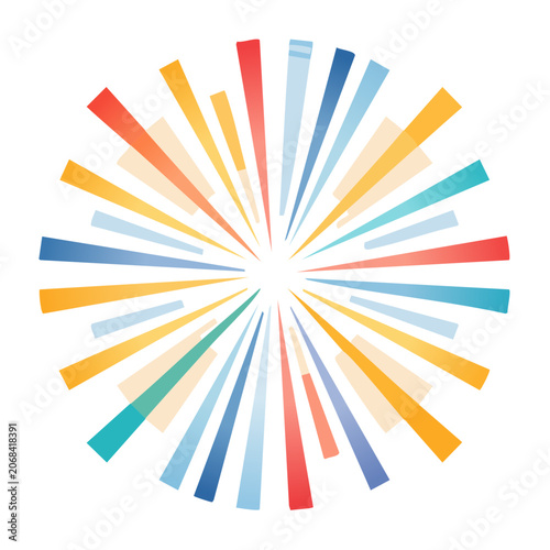 Colorful abstract radial burst on white background