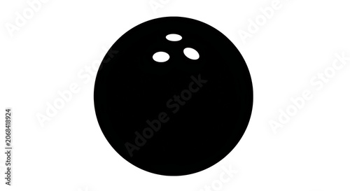 Black bowling ball with three finger holes isolated on white background
