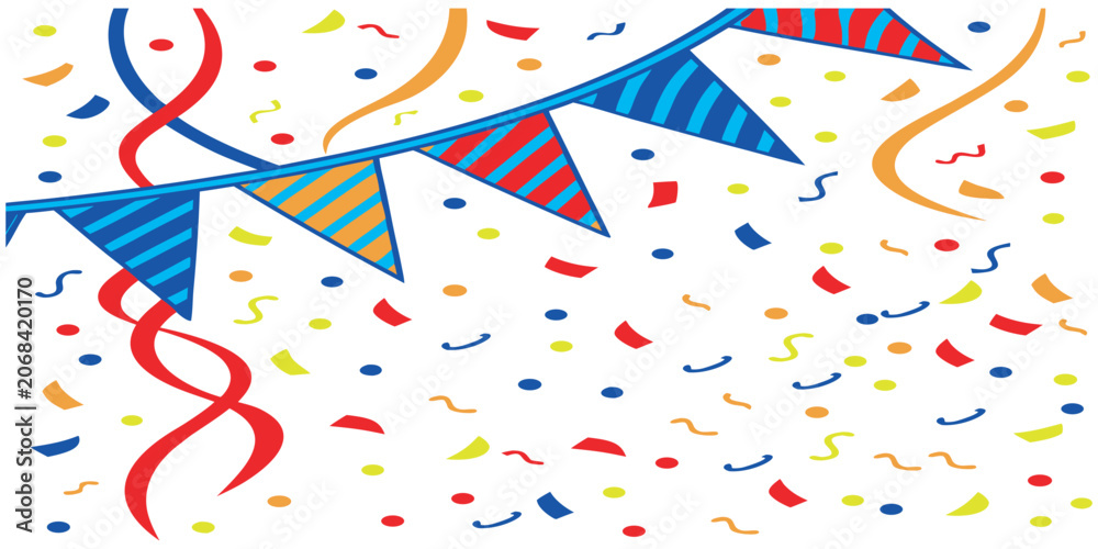 Fototapeta premium Party streamers and confetti, celebratory design, festive elements.