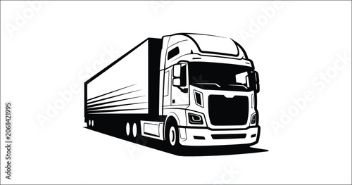 Truck trailer logo template, professional transportation and delivery brand design, freight shipping symbol, logistics company identity, cargo transport emblem, modern vector illustration for business