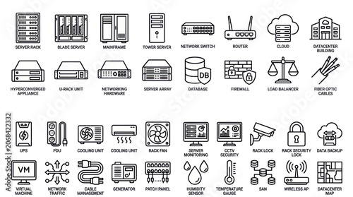 Collection of various datacenter and server related icons