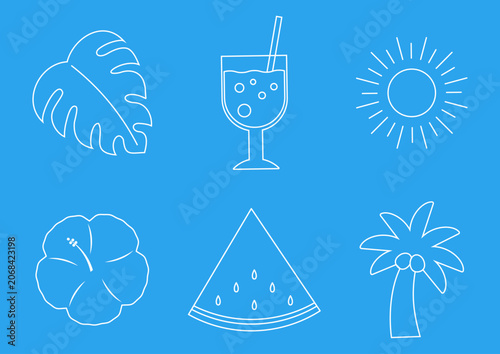 夏のアイコンのシンプルなイラスト