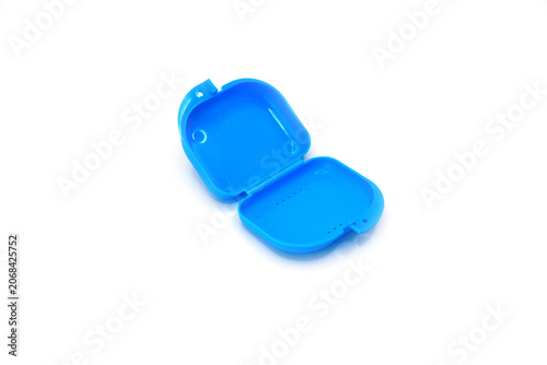 Blue Plastic Retainer Case Isolated on White Background