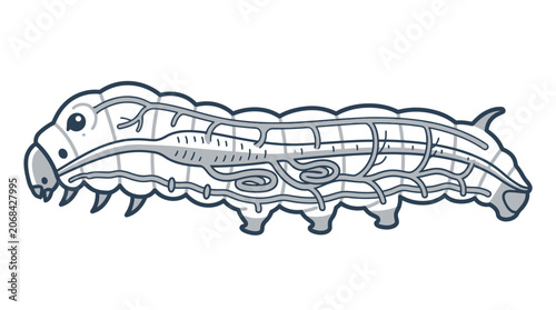 Foto Caterpillar Anatomy Illustration: Digestive System and Body Structure