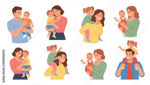 Canvastavla Happy parents holding their babies and toddlers