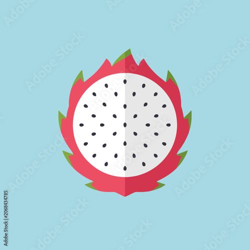 Billede på lærred A flat vector illustration of a sliced exotic tropical fruit