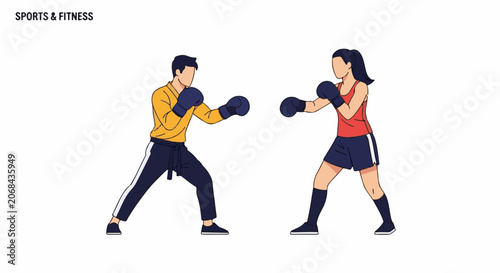 A man and woman in boxing stances