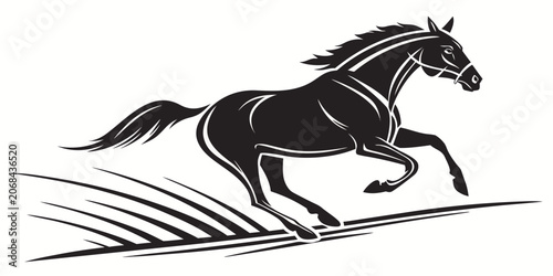 Fotografía Running horse vector graphic emblem style illustration with galloping silhouette