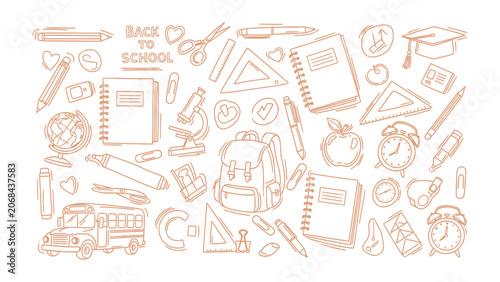 Back to School Collection: A whimsical collection of hand-drawn school supplies and elements, celebrating the joy and excitement of returning to education.