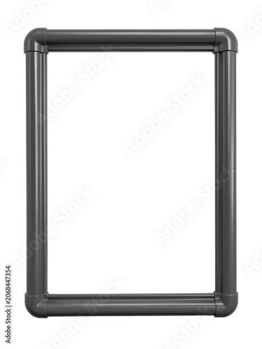 Empty modern metallic picture frame on white background for display.