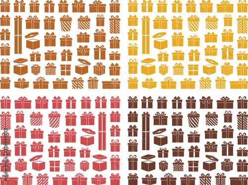 Obraz na plátně Gift box vector icon set, 200 present illustrations for celebrations and holiday