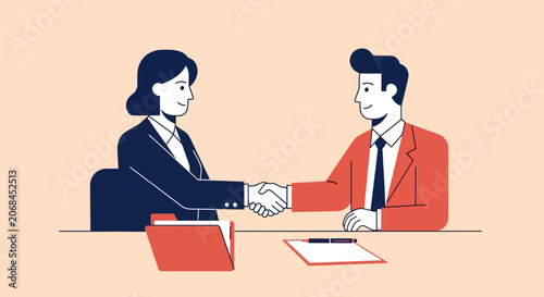 Tableau sur toile Business professionals shaking hands to finalize a corporate deal