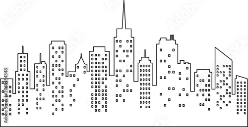 Billede på lærred Modern city skyline vector illustration, minimalist urban landscape with towerin