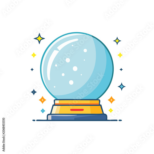Crystal ball with stars flat vector illustration