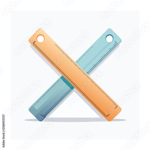 Crossed rulers in flat design style