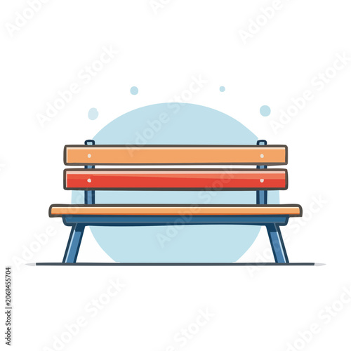 Flat design wooden park bench illustration