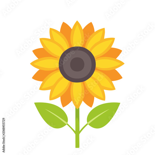 Flat vector illustration of a sunflower