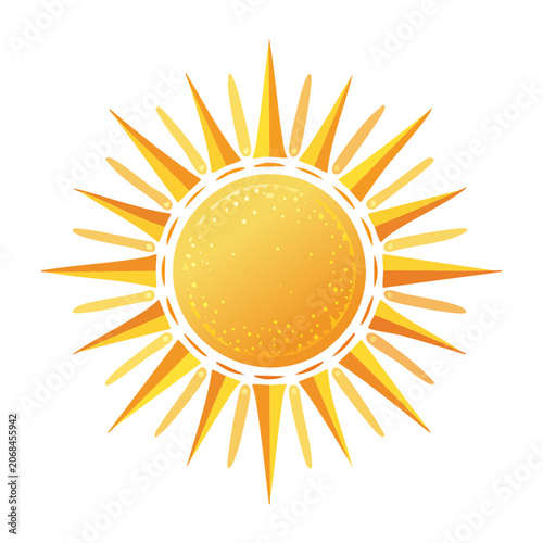 Stylized sun illustration with bright orange and yellow rays