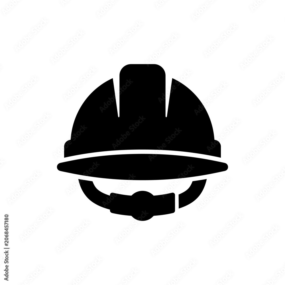 Fototapeta premium Minimalist Black Hard Hat Icon and Safety Helmet Glyph for Construction and Industrial Work Safety Concepts