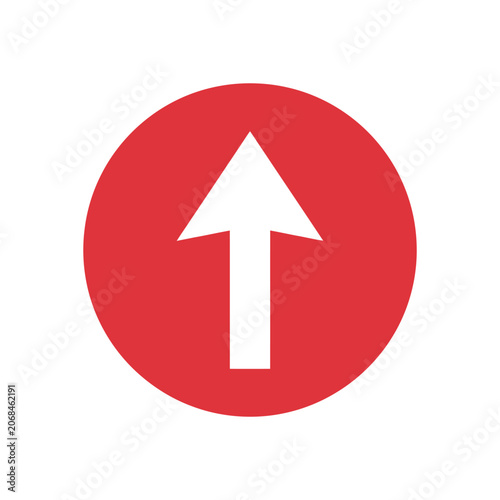 Red circle with white upward arrow icon for digital interface