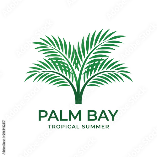 Stylized green palm fronds logo for tropical summer brand identity