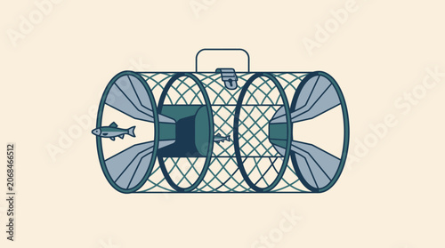 Konstfotografi Fish Trap Vector Illustration
