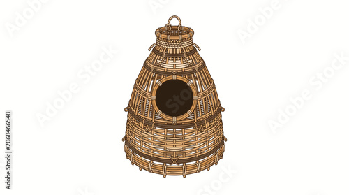 Bilde på lerret Wicker Fish Trap Vector Illustration